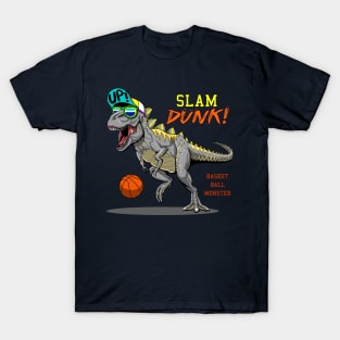 cool t rex dinosaur playing basketball T-Shirt